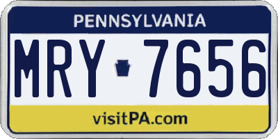 PA license plate MRY7656