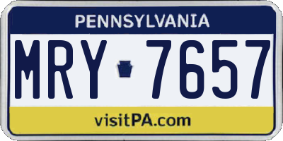 PA license plate MRY7657