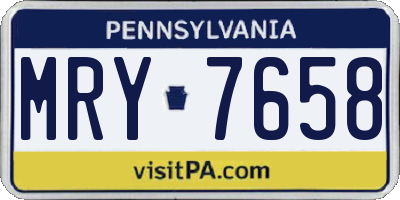 PA license plate MRY7658