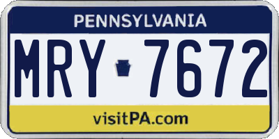 PA license plate MRY7672