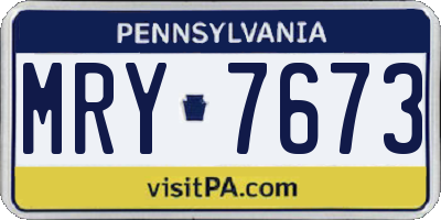 PA license plate MRY7673