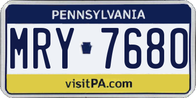 PA license plate MRY7680