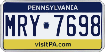 PA license plate MRY7698