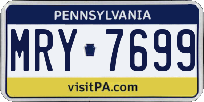 PA license plate MRY7699