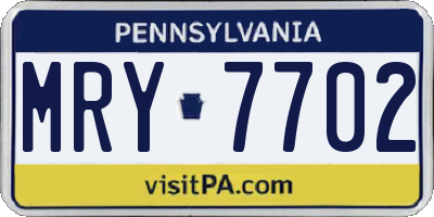 PA license plate MRY7702
