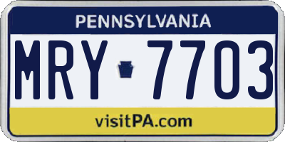 PA license plate MRY7703