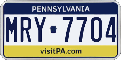 PA license plate MRY7704