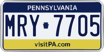 PA license plate MRY7705
