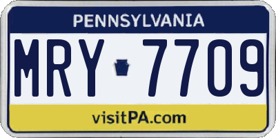 PA license plate MRY7709