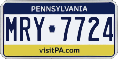 PA license plate MRY7724