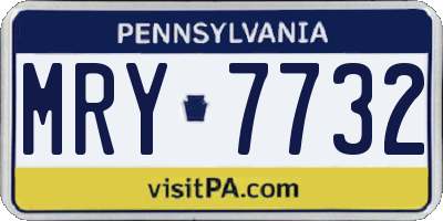 PA license plate MRY7732