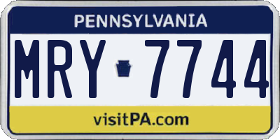 PA license plate MRY7744