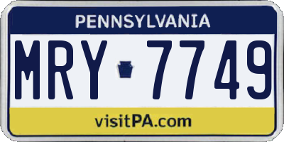 PA license plate MRY7749