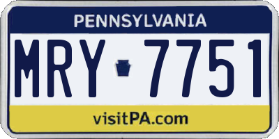 PA license plate MRY7751