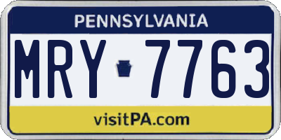 PA license plate MRY7763