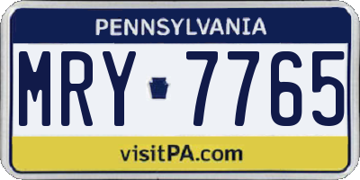 PA license plate MRY7765