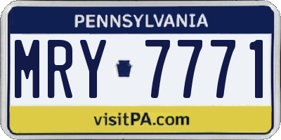 PA license plate MRY7771
