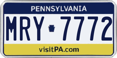 PA license plate MRY7772