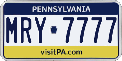 PA license plate MRY7777