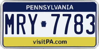 PA license plate MRY7783