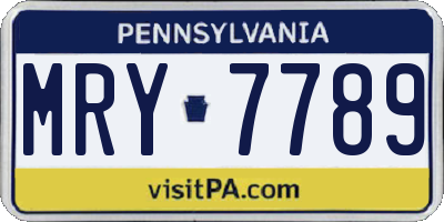 PA license plate MRY7789