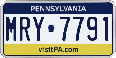 PA license plate MRY7791