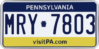 PA license plate MRY7803