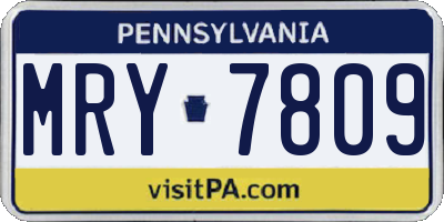 PA license plate MRY7809