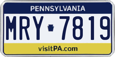 PA license plate MRY7819