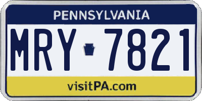 PA license plate MRY7821