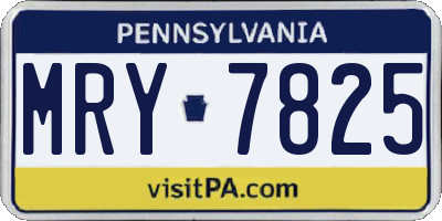 PA license plate MRY7825