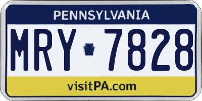 PA license plate MRY7828