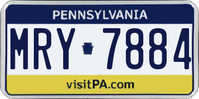 PA license plate MRY7884