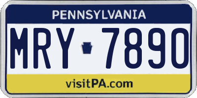 PA license plate MRY7890