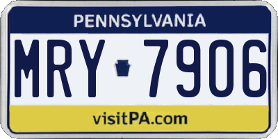 PA license plate MRY7906