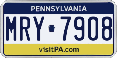 PA license plate MRY7908