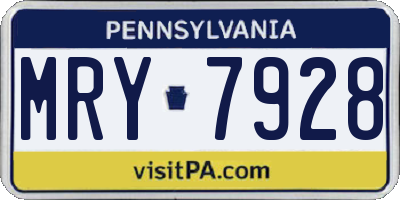 PA license plate MRY7928