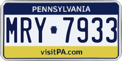 PA license plate MRY7933