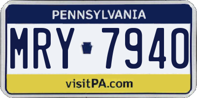 PA license plate MRY7940