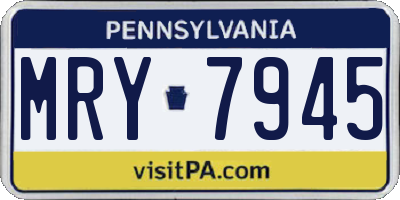 PA license plate MRY7945