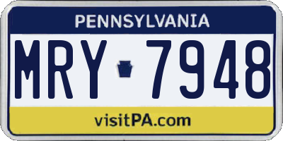 PA license plate MRY7948