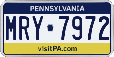 PA license plate MRY7972