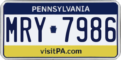 PA license plate MRY7986