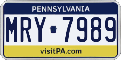PA license plate MRY7989