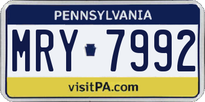 PA license plate MRY7992
