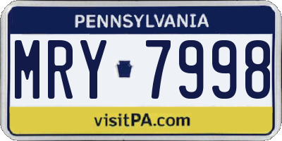 PA license plate MRY7998
