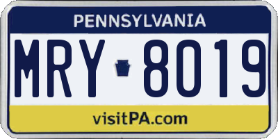 PA license plate MRY8019