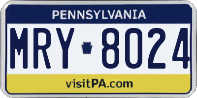 PA license plate MRY8024
