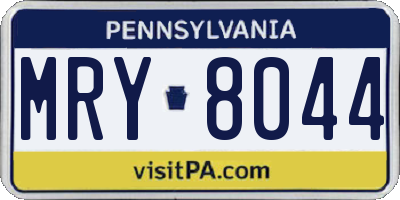 PA license plate MRY8044