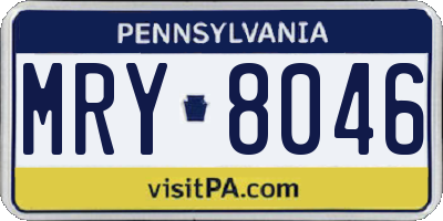 PA license plate MRY8046